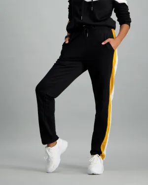 Ladies Black & Mustard Fleece Track Pant