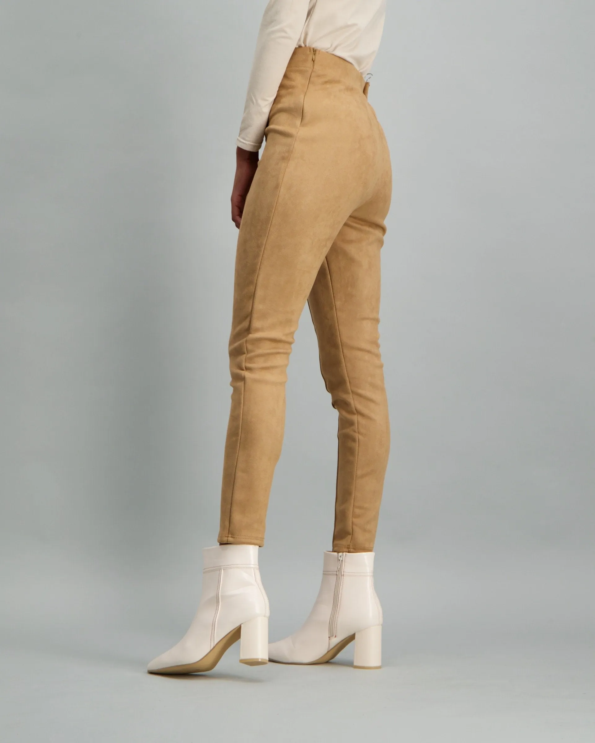 Ladies-Scuba Suede Legging Tan