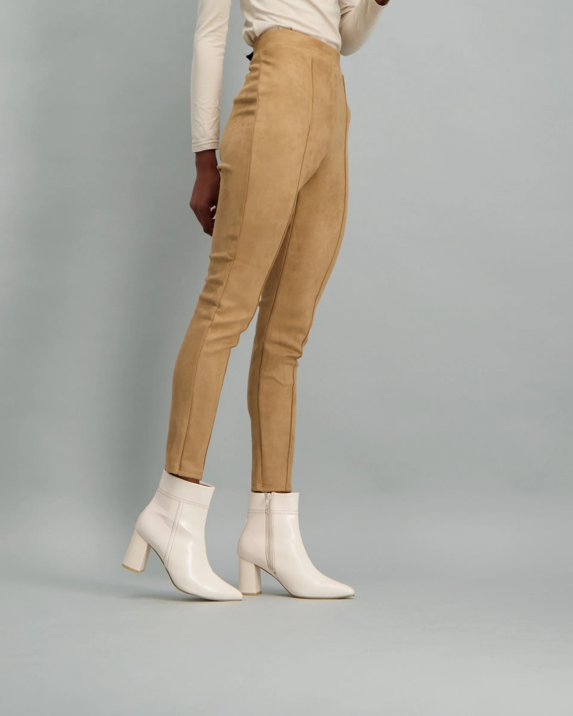 Ladies-Scuba Suede Legging Tan