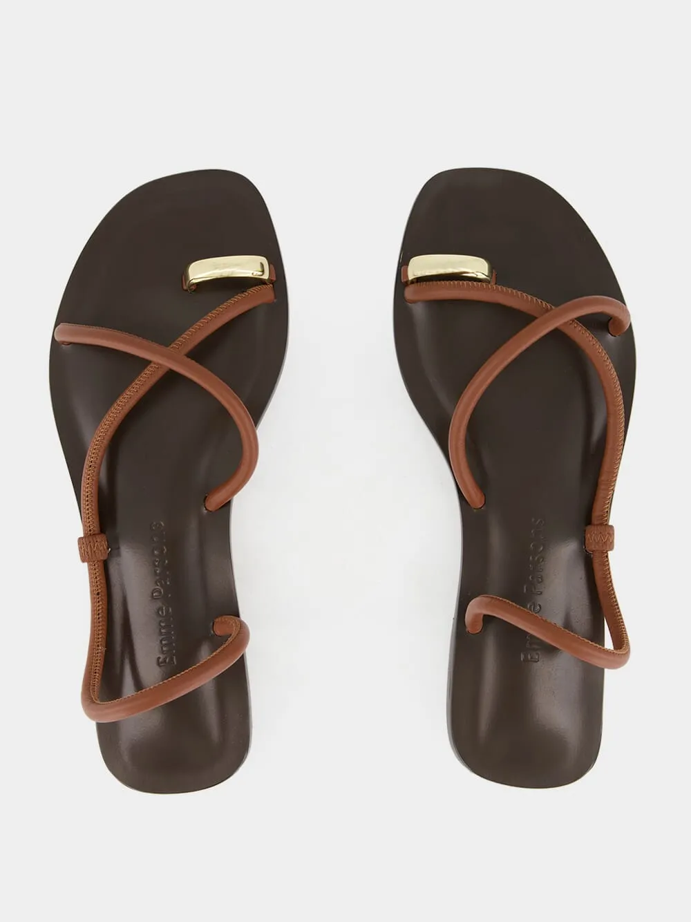 Laurie Flat Sandals in Cacao Nappa