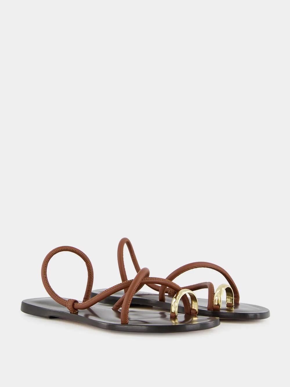 Laurie Flat Sandals in Cacao Nappa