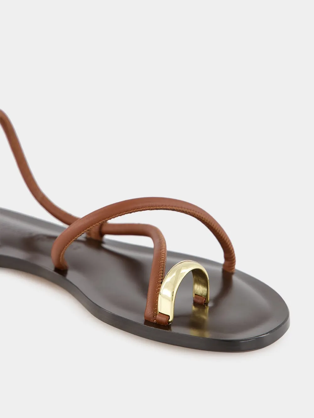 Laurie Flat Sandals in Cacao Nappa