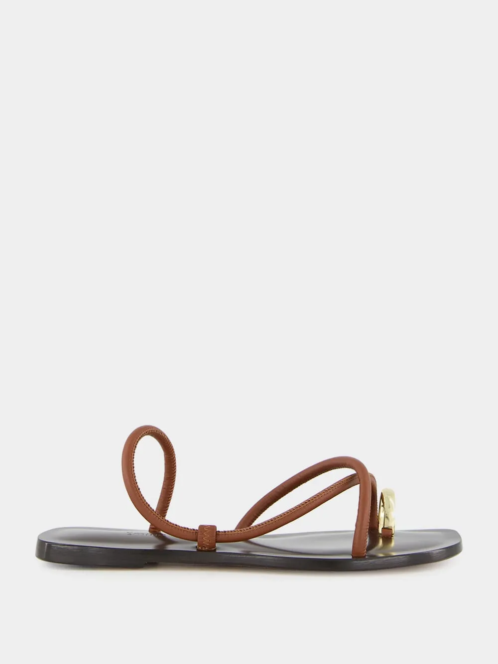 Laurie Flat Sandals in Cacao Nappa