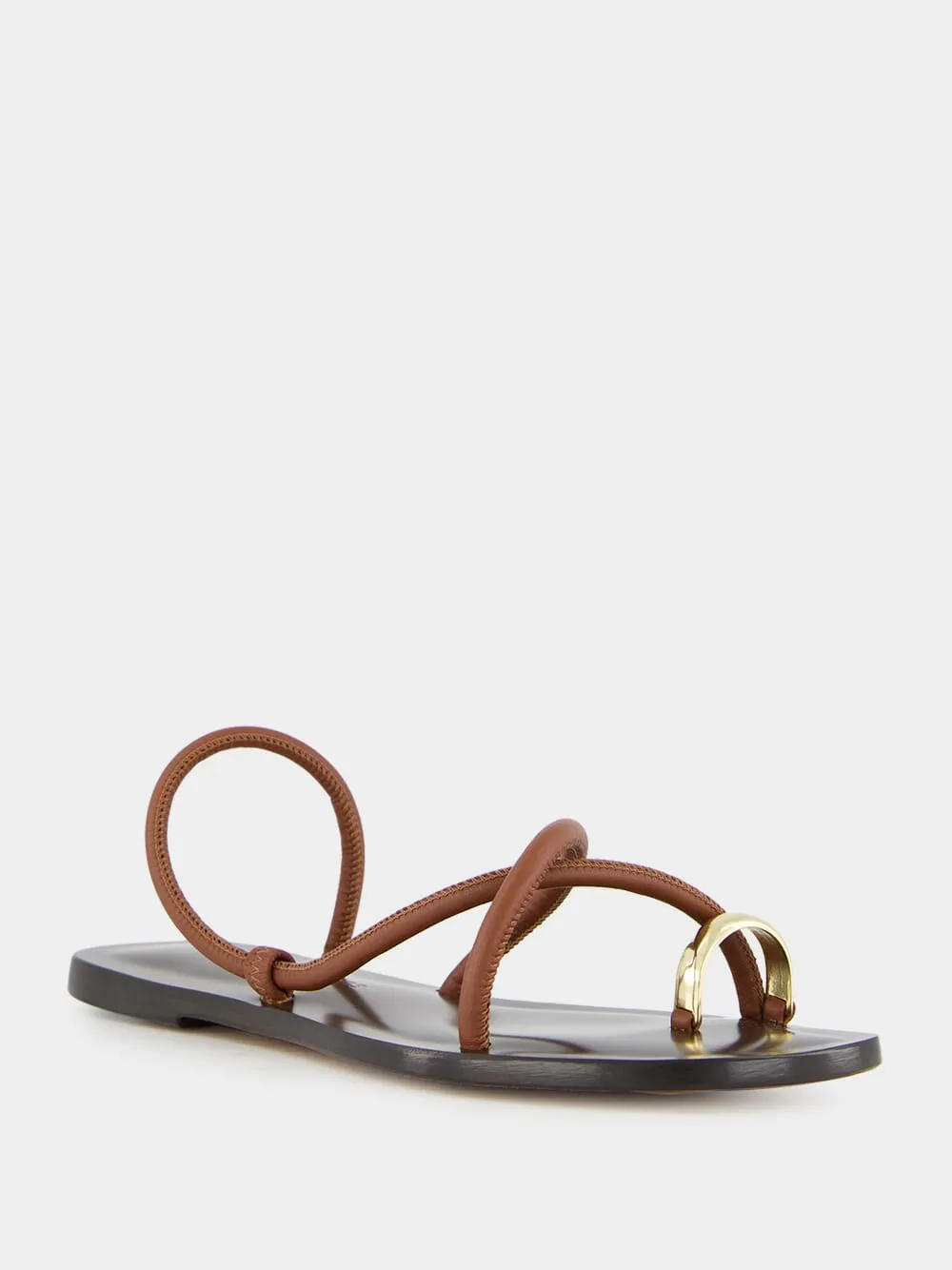 Laurie Flat Sandals in Cacao Nappa