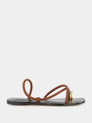 Laurie Flat Sandals in Cacao Nappa