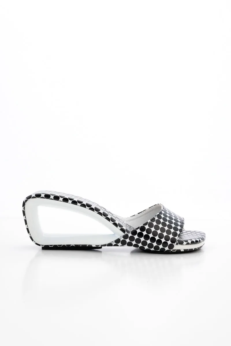 Mademoiselle Belle Leather Wedge Slide - Black