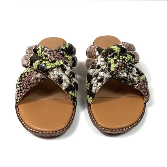 Madewell The Skylar Slide Sandal Snake Embossed