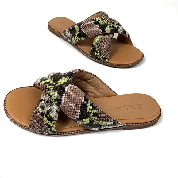 Madewell The Skylar Slide Sandal Snake Embossed