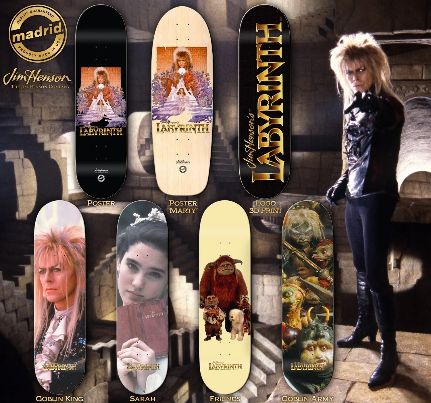 Madrid x Jim Henson's Labyrinth Sarah Skateboard Deck