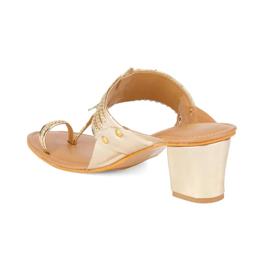 Makri Gold Kolhapuri Heels