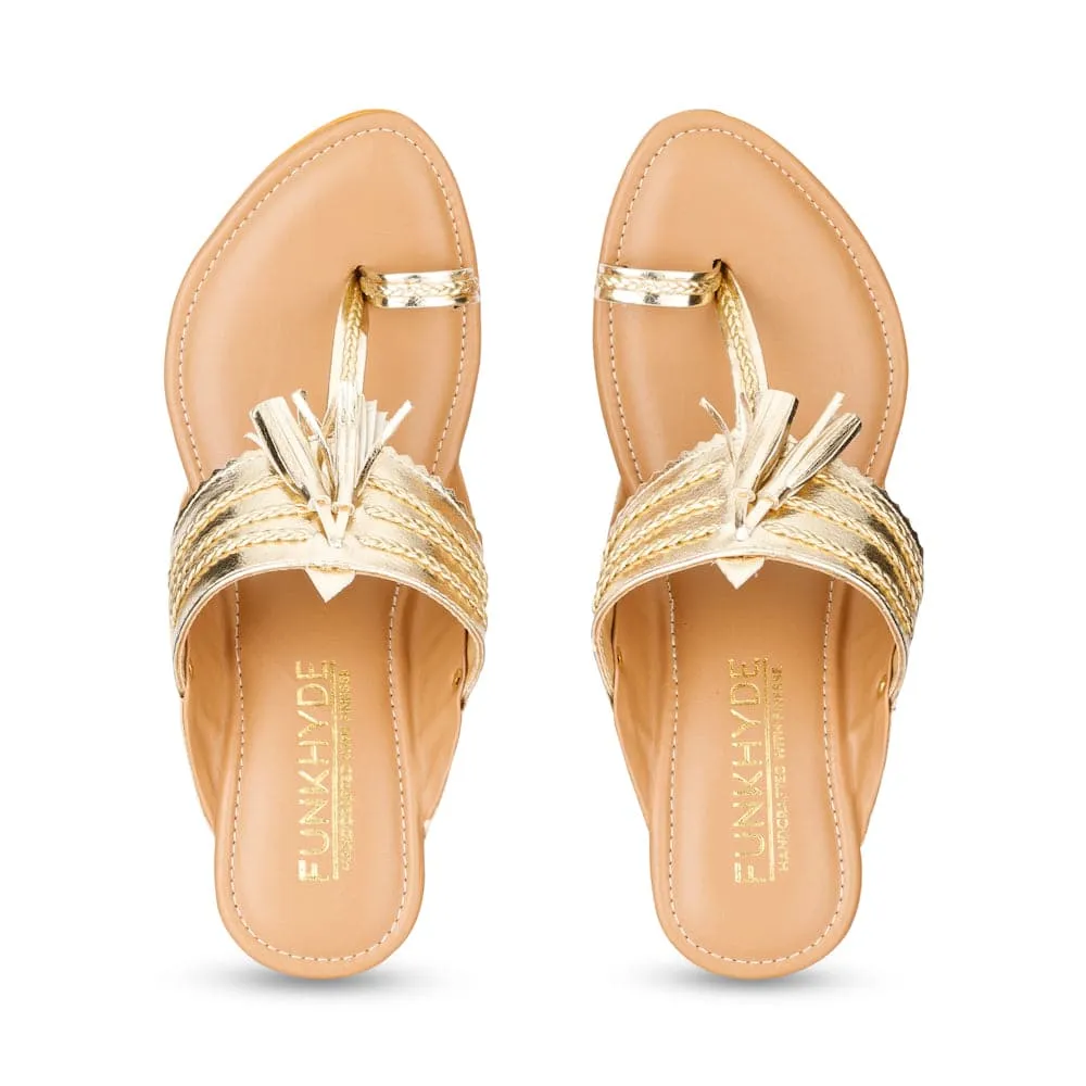 Makri Gold Kolhapuri Heels
