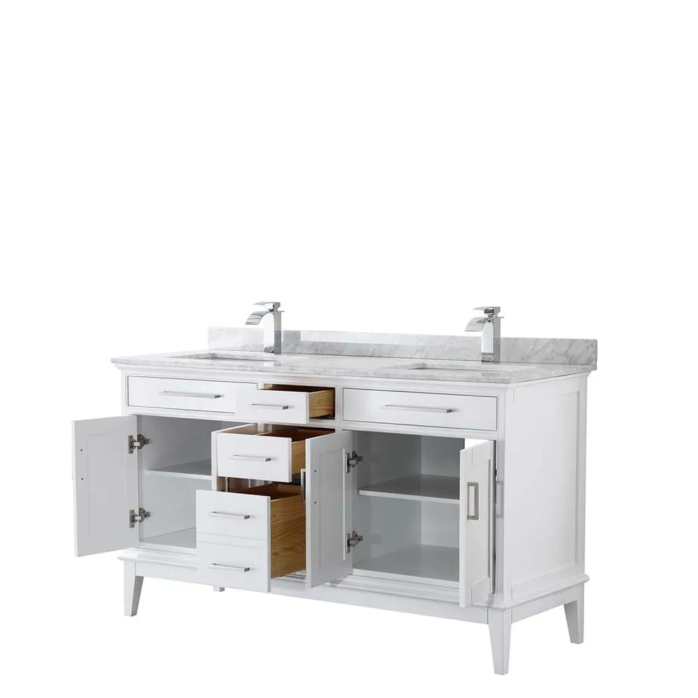Margate 60 Inch Double Bathroom Vanity in White