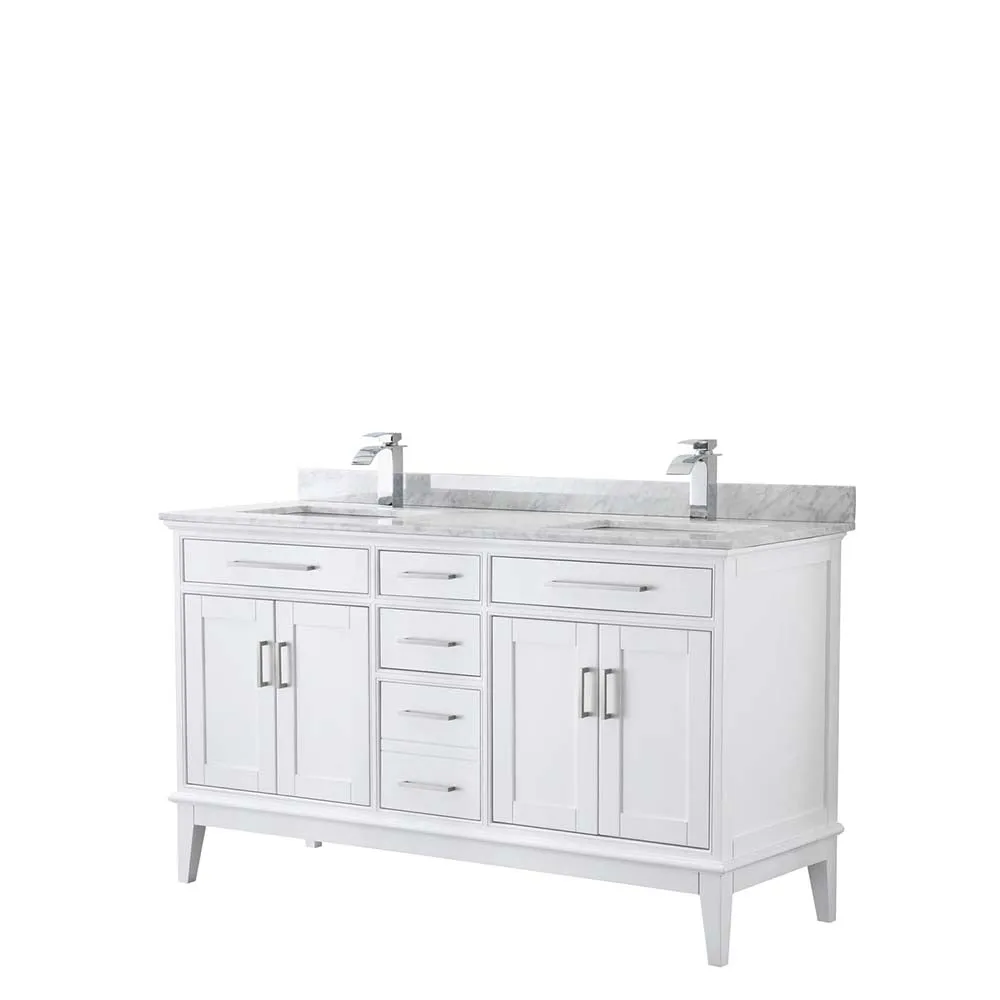 Margate 60 Inch Double Bathroom Vanity in White
