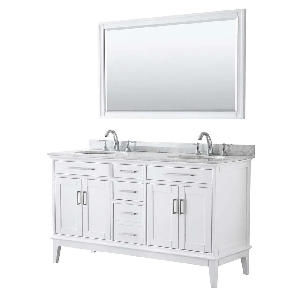 Margate 60 Inch Double Bathroom Vanity in White