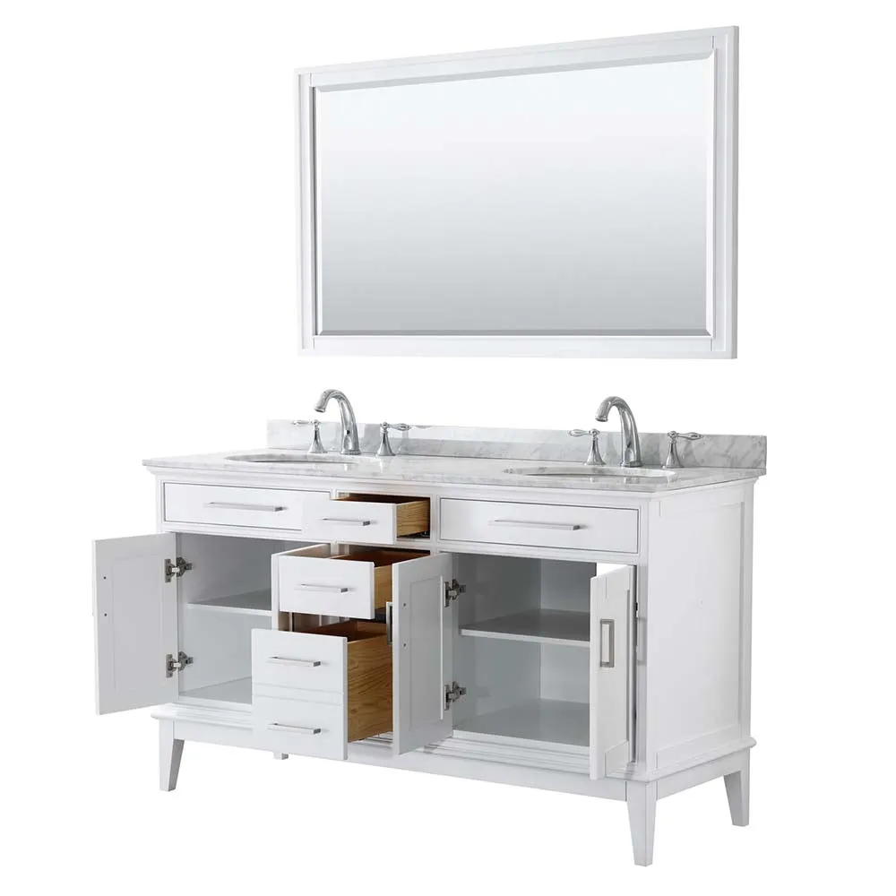 Margate 60 Inch Double Bathroom Vanity in White