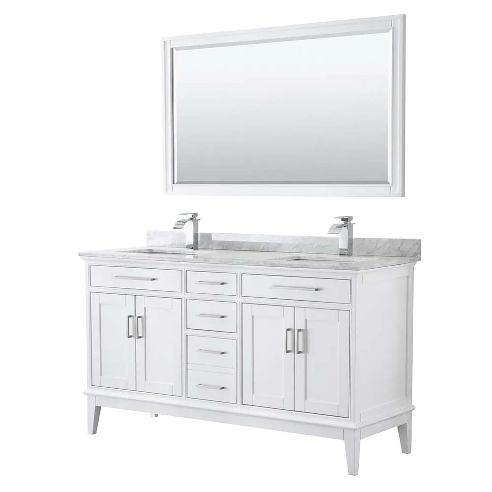 Margate 60 Inch Double Bathroom Vanity in White