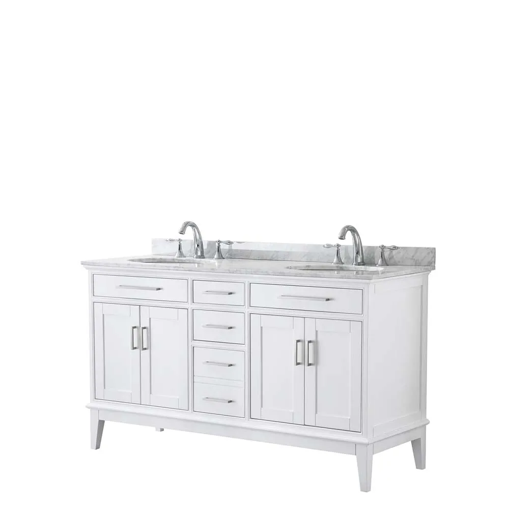 Margate 60 Inch Double Bathroom Vanity in White