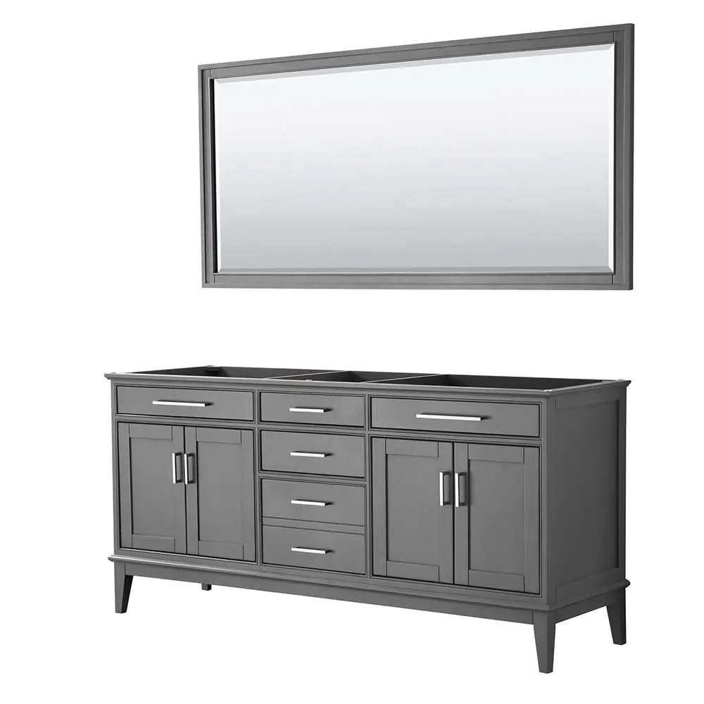 Margate 72 Inch Double Bathroom Vanity in Dark Gray