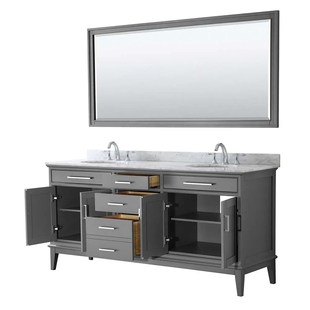 Margate 72 Inch Double Bathroom Vanity in Dark Gray