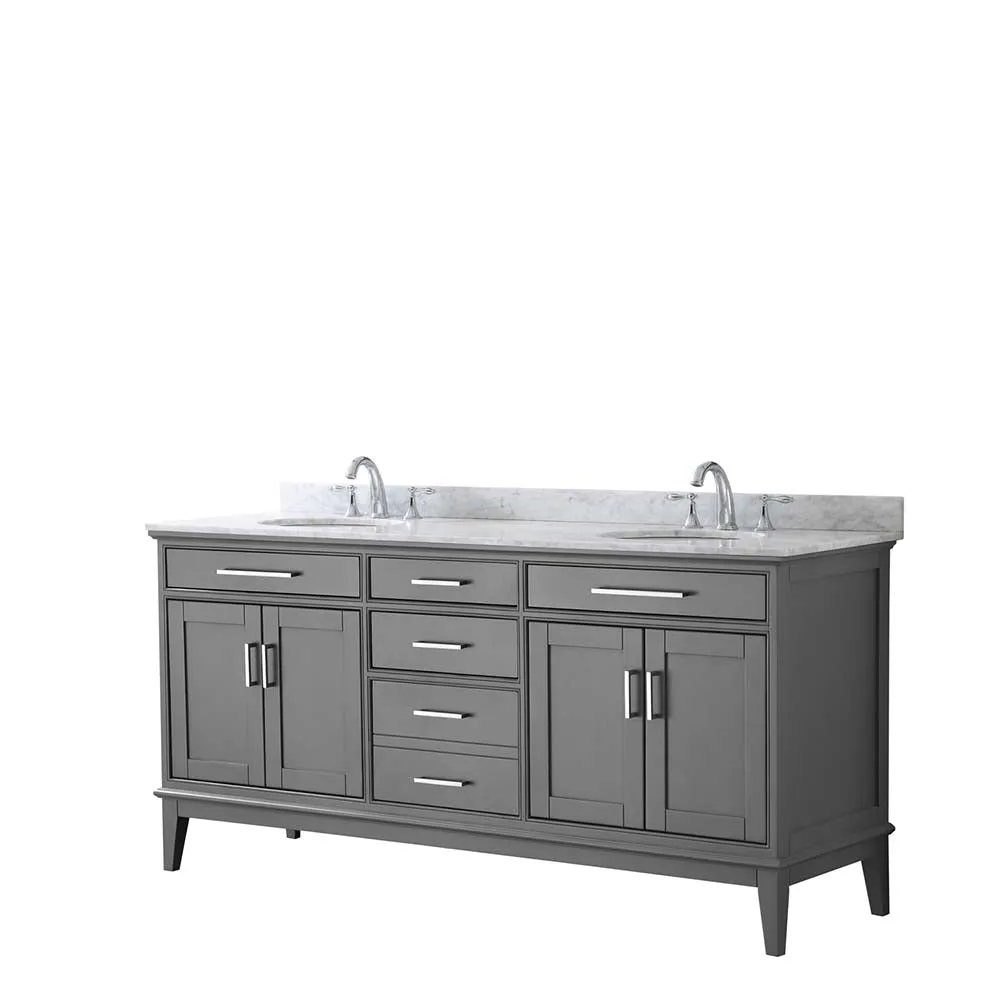 Margate 72 Inch Double Bathroom Vanity in Dark Gray