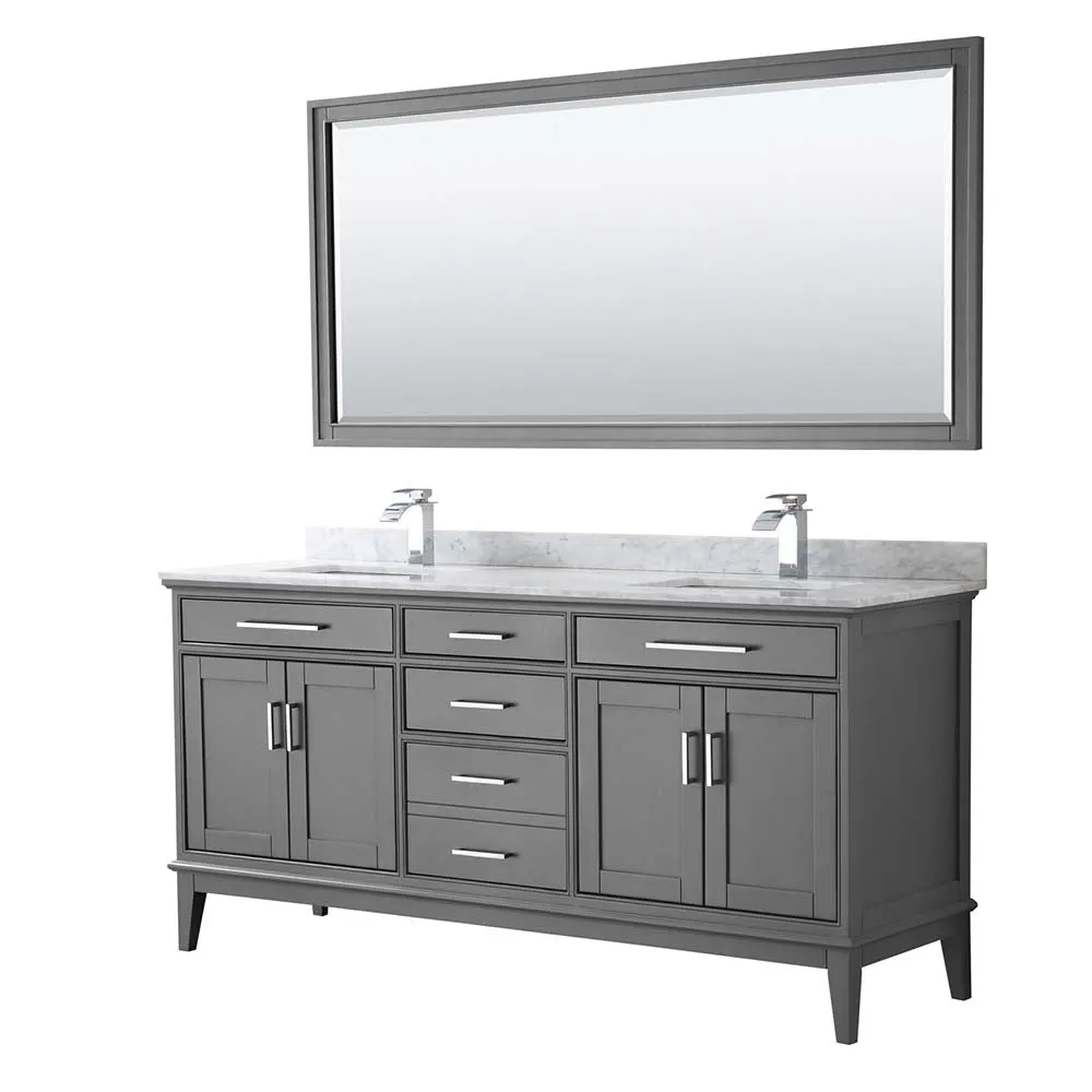 Margate 72 Inch Double Bathroom Vanity in Dark Gray