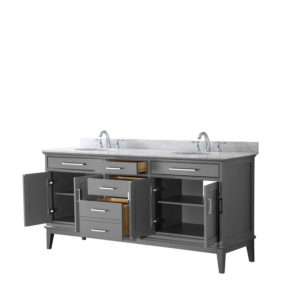 Margate 72 Inch Double Bathroom Vanity in Dark Gray