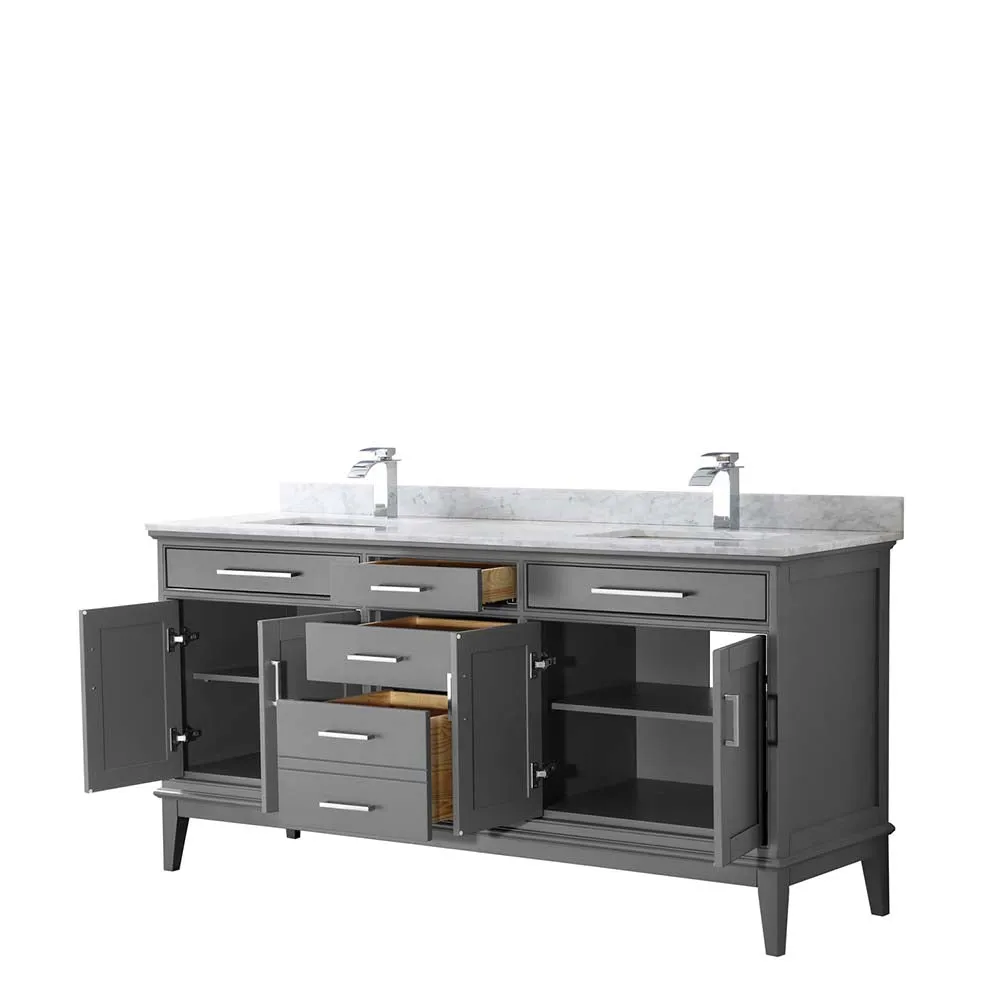 Margate 72 Inch Double Bathroom Vanity in Dark Gray