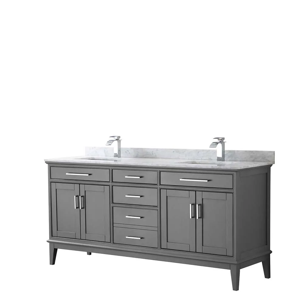 Margate 72 Inch Double Bathroom Vanity in Dark Gray