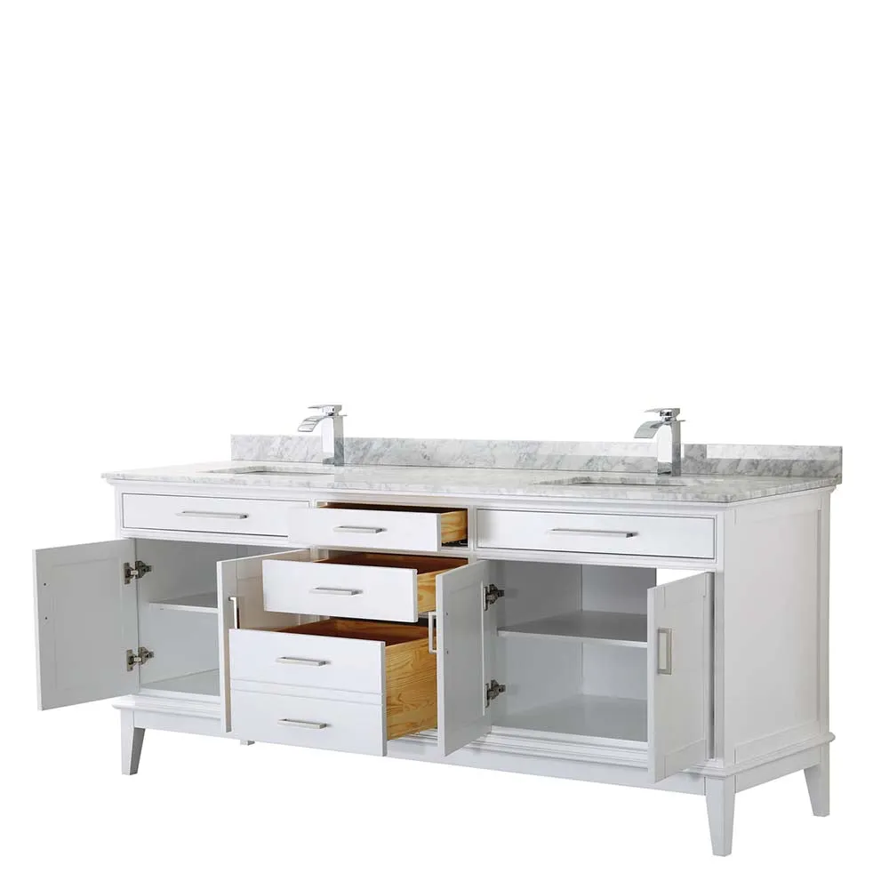 Margate 80 Inch Double Bathroom Vanity in White