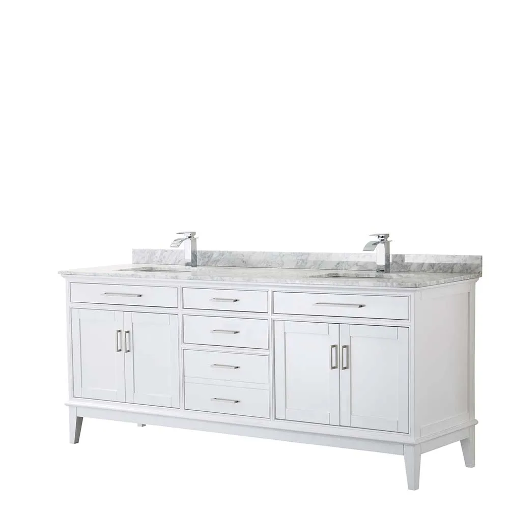Margate 80 Inch Double Bathroom Vanity in White