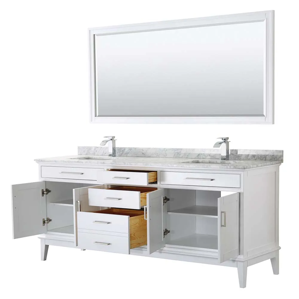 Margate 80 Inch Double Bathroom Vanity in White