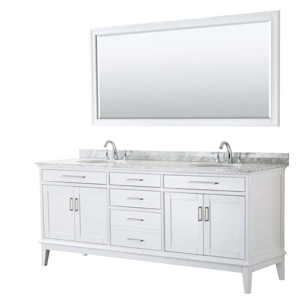 Margate 80 Inch Double Bathroom Vanity in White