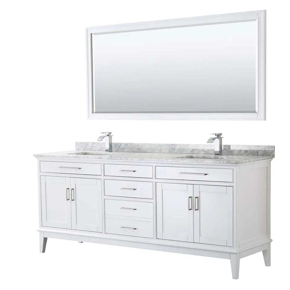 Margate 80 Inch Double Bathroom Vanity in White