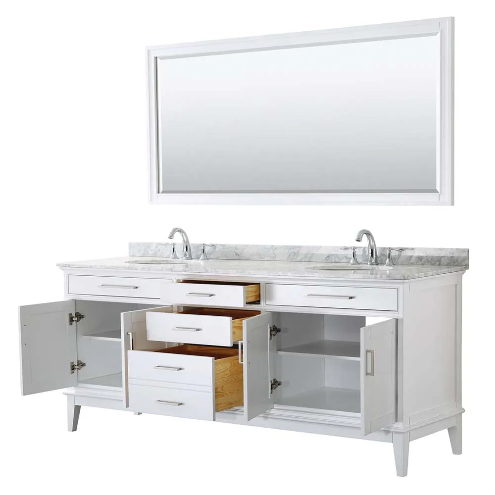 Margate 80 Inch Double Bathroom Vanity in White