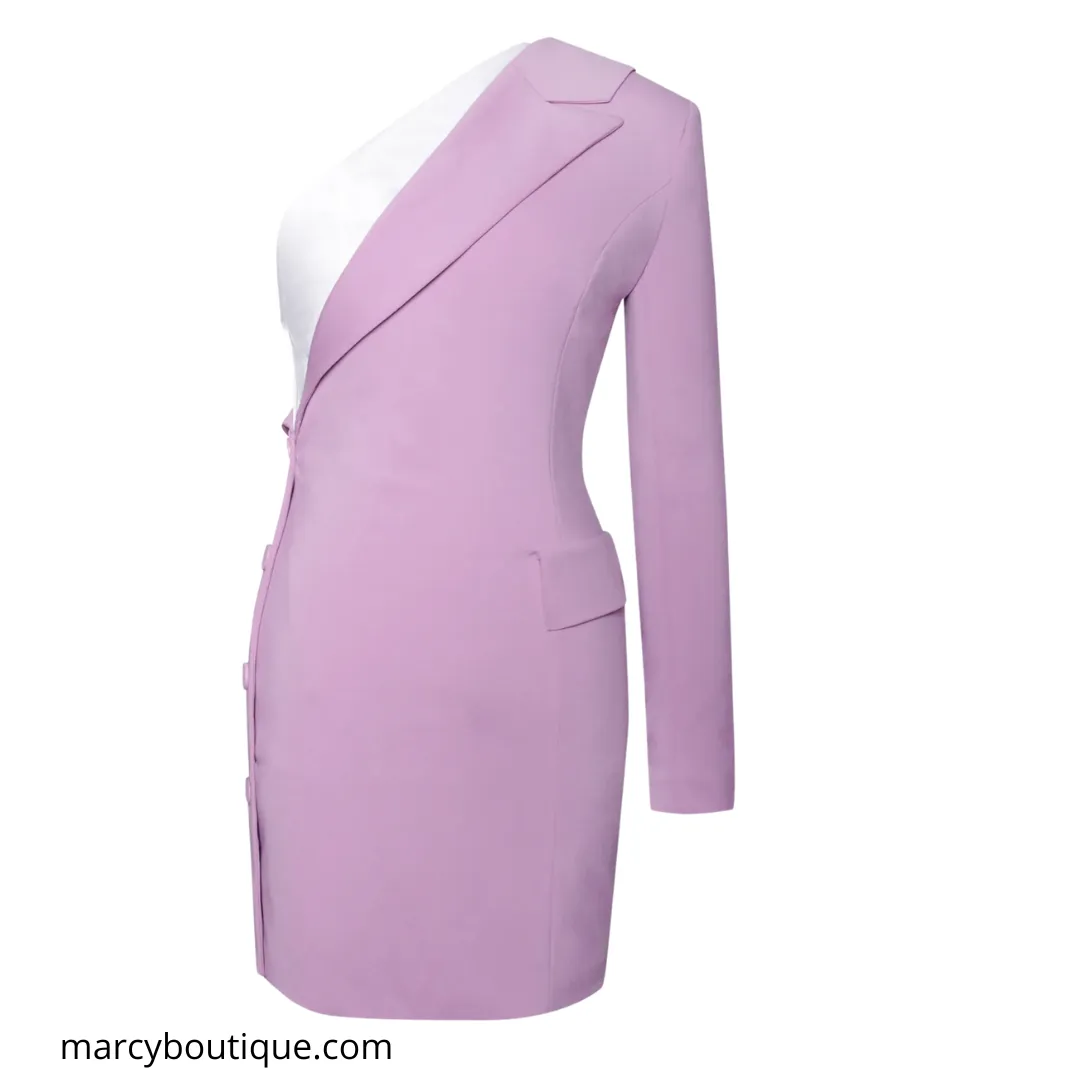 Mauve One Sleeve Blazer Dress