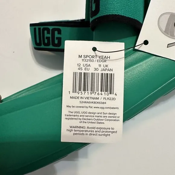 Men's UGG Sport Yeah Sandal Slide Green Size 12 US [1132150] EDGR