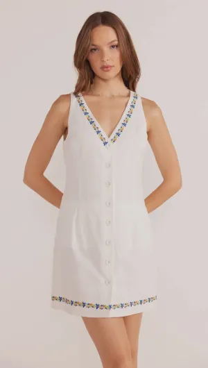 MinkPink Elini Embroidered Mini Dress - Ivory