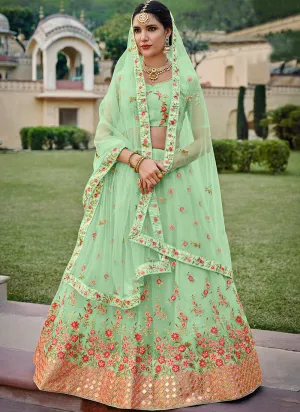 Mint Green Multi Embroidery Traditional Lehenga Choli