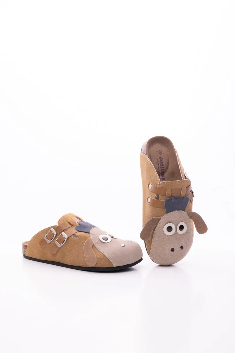 Moo Moo Baa Baa Double Strap Suede Clog - Khaki