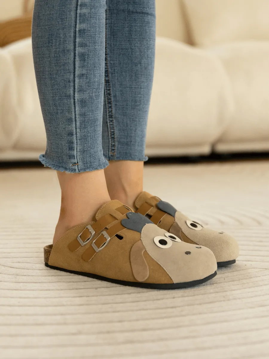 Moo Moo Baa Baa Double Strap Suede Clog - Khaki