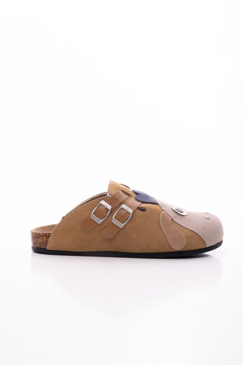 Moo Moo Baa Baa Double Strap Suede Clog - Khaki