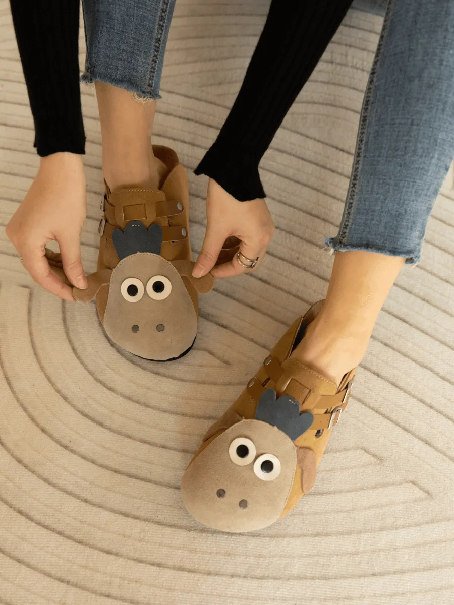 Moo Moo Baa Baa Double Strap Suede Clog - Khaki