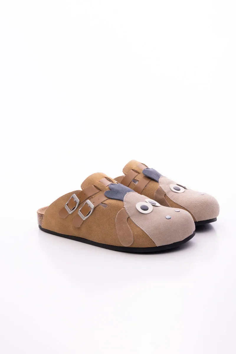 Moo Moo Baa Baa Double Strap Suede Clog - Khaki