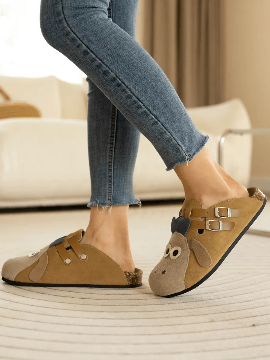 Moo Moo Baa Baa Double Strap Suede Clog - Khaki