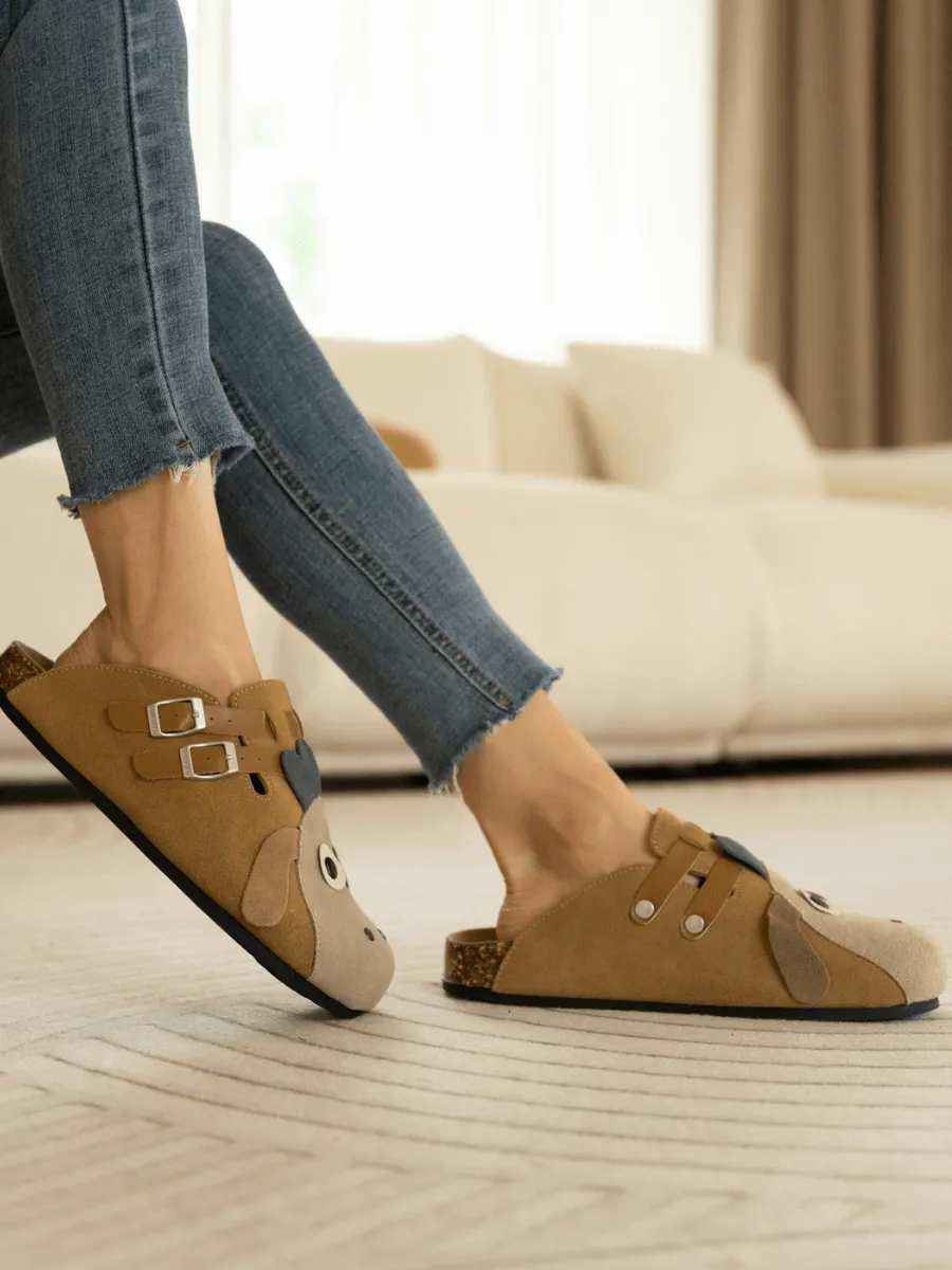 Moo Moo Baa Baa Double Strap Suede Clog - Khaki