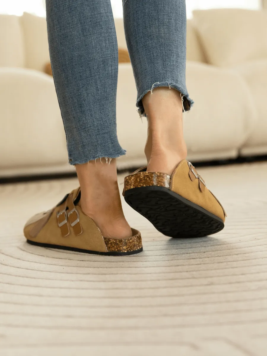 Moo Moo Baa Baa Double Strap Suede Clog - Khaki