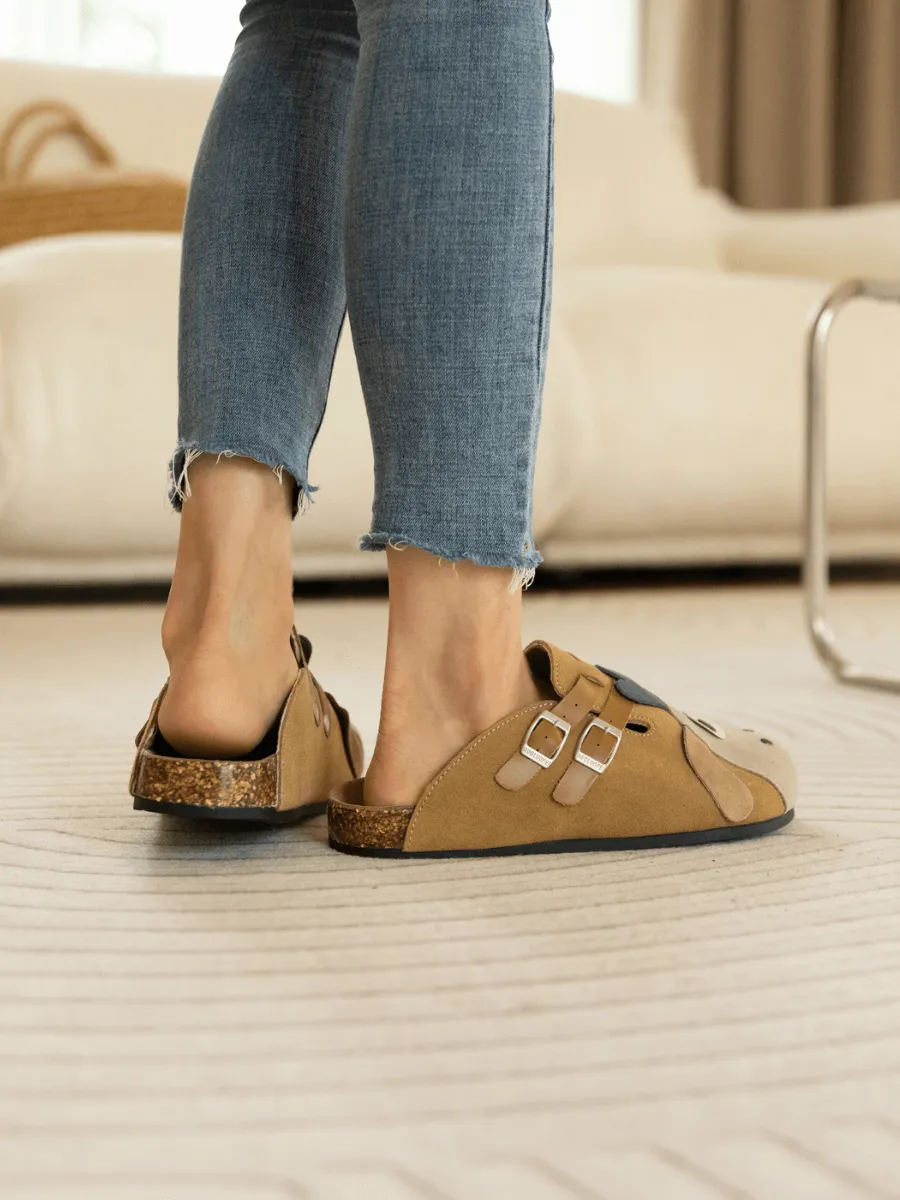 Moo Moo Baa Baa Double Strap Suede Clog - Khaki