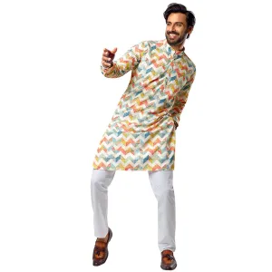 Multicolor Sequence Zigzag Fusion Kurta