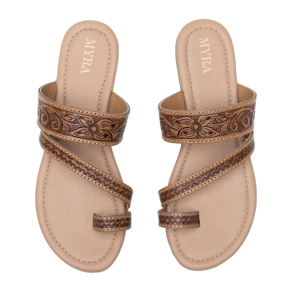 Myra Leather Hand Tooled Sandals