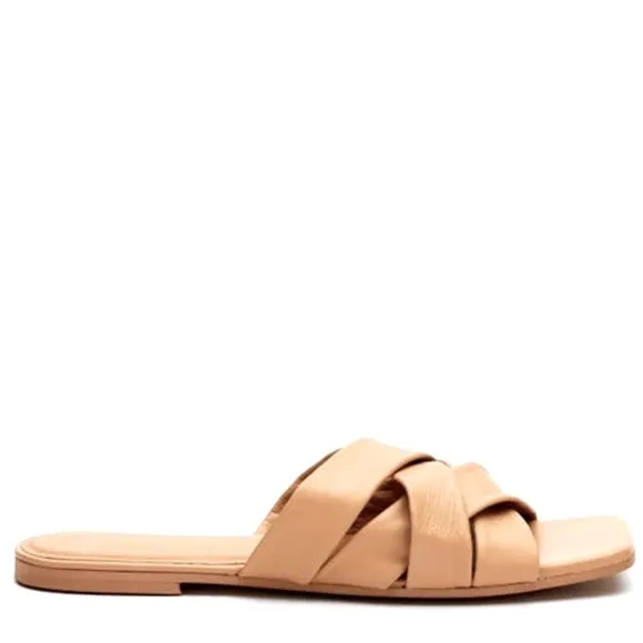 Natural Woven Slide Sandals Matisse Leather Pressure Size 7M Neutral Comfort